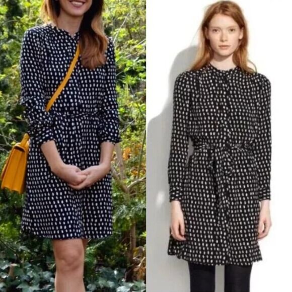 MADEWELL Paintdot Print Shirt Dress Sz XS Black - Picture 1 of 8